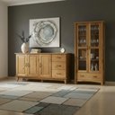 Ver imagem 1 de Cristaleira com Vidro e Aparador 3 Portas Madeira Maciça