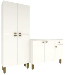 Armário de Cozinha Modulada Completa Compacta Balcão Madrid Branco - Rosafor - 6