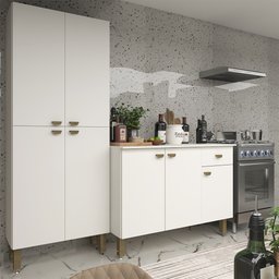 Armário de Cozinha Modulada Completa Compacta Balcão Madrid Branco - Rosafor - 1