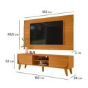 Ver imagem 5 de Kit Rack Bancada e Painel Duna 2 Portas Deslizantes Pés de Madeira - Pallazio Cor Cinamomo