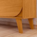 Ver imagem 3 de Kit Rack Bancada e Painel Duna 2 Portas Deslizantes Pés de Madeira - Pallazio Cor Cinamomo