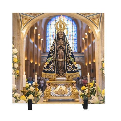 Quadro Azulejo Decorativo de Mesa Nossa Senhora Aparecida 01