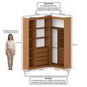 Ver imagem 3 de Guarda-Roupa Closet Modulado Roupeiro de Canto L sem Portas 4 Gavetas Versatille Yescasa