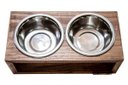 Ver imagem 1 de Comedouro Duplo com Potes Inox para Gatos e Cachorros Marrom