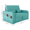 Ver imagem 3 de Sofá Cama Nora 2 Lugares 140cm Verde Veludo Baú Abertura Frontal Matrix