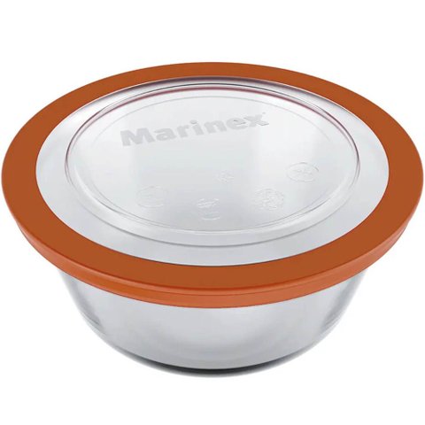 10 Potes de Vidro 2,4l com Tampa Marinex Saladeira Tigela Redonda Buffet