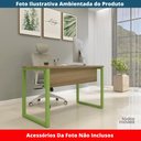 Ver imagem 2 de Mesa Escritório P25 Tub Pandin 120 Cm (larg) Tampo Mdp Noce Naturalle Pé Aço Tubular Verde Mirô