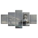 Ver imagem 1 de Quadro Decorativo 5 Peças Navios De Guerra Batalhas Navio