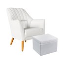 Ver imagem 1 de Poltrona Orion Bordada com Puff Quasar Courino Branco Aradecor