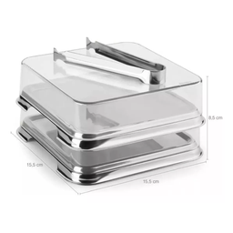 Kit Porta Pão e Porta Frios Aço Inox Tampa e Pinça - Forma - 3