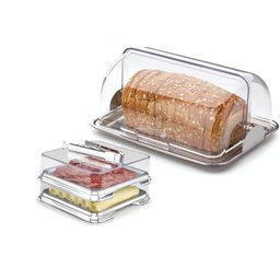 Kit Porta Pão e Porta Frios Aço Inox Tampa e Pinça - Forma - 1