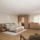 Ver imagem 1 de Kit Guarda Roupas 3 Portas, Cama Queen e Complementos de Quarto Araçá CabeCasa MadeiraOriginals Marrom/Nogueira