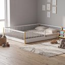 Ver imagem 1 de Cama Infantil Montessoriana de Madeira Maciça Casal Vivi - Branco/Oak