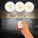 Ver imagem 4 de Kit 3 Luminárias Lâmpada Luz de Led sem Fio com Controle Remoto para Iluminação de Closet Armario Gu