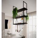 Ver imagem 1 de Prateleira Estilo Industrial Suspensa Teto Cozinha Nicho Denver 80cm - Preto