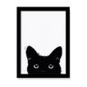 Quadro Decorativo Animal Gato Preto Elegante com Vidro Preto - 1