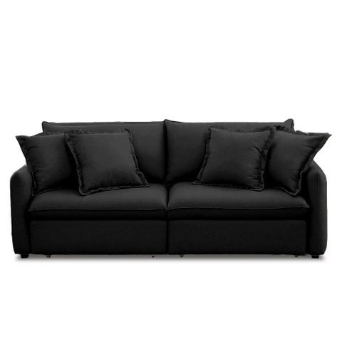 Sofá 210cm Retrátil Reclinável Almofadas Caixa Zero Sydney Veludo Preto G93 - Gran Belo