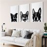 Kit 3 Quadros Dog Border Collie Boston Corgi 40x60 Branco - 1