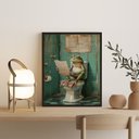 Ver imagem 2 de Quadro Perereca no Banheiro Lendo Jornal 24x18cm - com Vidro:madeira Preta