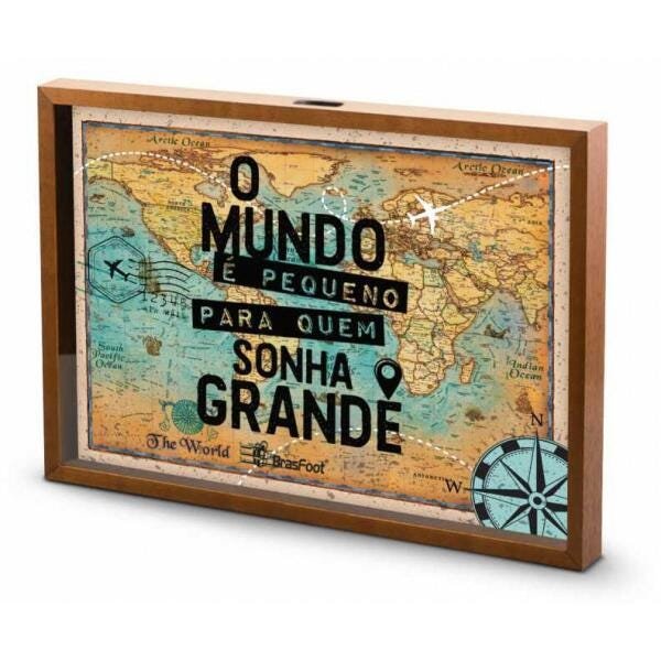 Quadro Decorativo Cofre - O Mundo É Pequeno 20X30Cm Brasfoot - 1