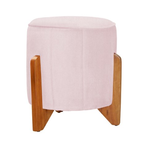 Puff Jade Pés de Madeira Suede: Rosa Bebê