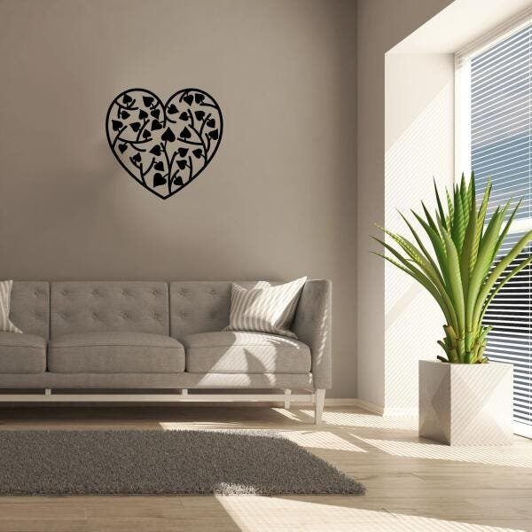 Quadro Decorativo Corações Em Mdf Preto 60X57Cm - 2