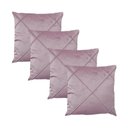 Ver imagem 1 de Kit 4 Capas para Almofada Drapeada em Veludo Quadrada Várias Cores Cor:rosa Quartzo