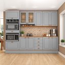 Ver imagem 3 de Cozinha Completa Aspen 11 Portas 4 Gavetas com Vidro Cinza/Cinamomo - Fellicci
