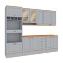 Ver imagem 1 de Cozinha Completa Aspen 11 Portas 4 Gavetas com Vidro Cinza/Cinamomo - Fellicci