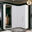 Ver imagem 2 de Guarda Roupa Modulado de Canto 5 Portas com Espelho 3 Peças Decor Branco