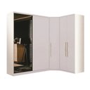Ver imagem 1 de Guarda Roupa Modulado de Canto 5 Portas com Espelho 3 Peças Decor Branco