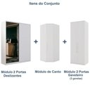 Ver imagem 6 de Guarda Roupa Modulado de Canto 5 Portas com Espelho 3 Peças Decor Branco