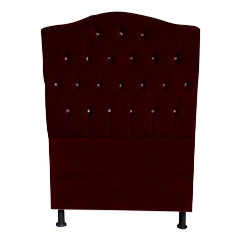 Cabeceira de Cama Box Princesa Solteiro 90 Cm Botão Strass Suede Bordo Eli Móveis