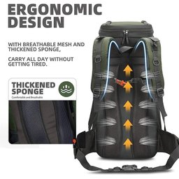 Mochila Trilha Camping Caminhada Viagem Confort 60L:Azul Marinho - 4
