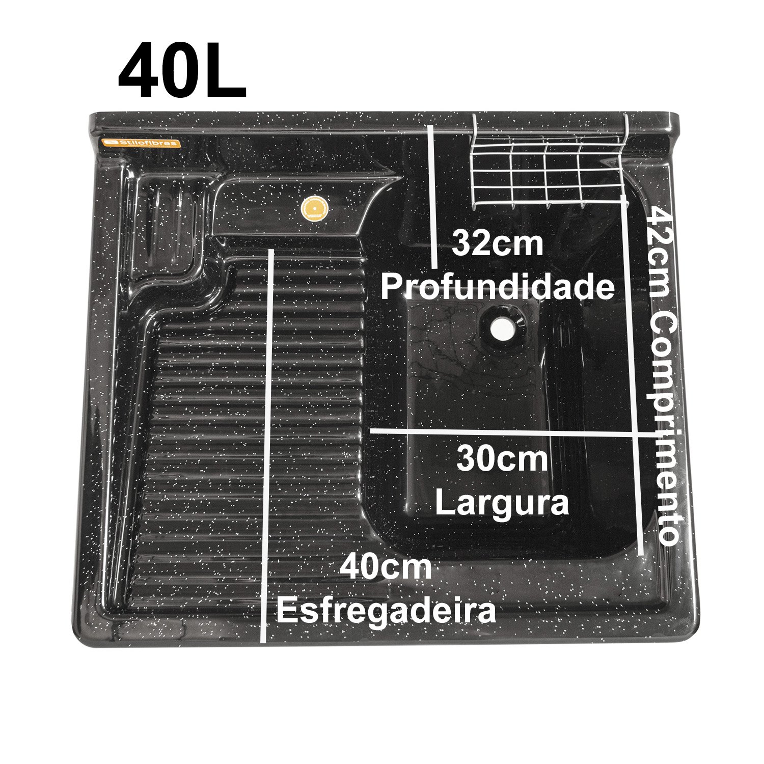 Gabinete em Plástico Abs Tanque com Esfregadeira Lateral de Fibra 40 Litros - 4