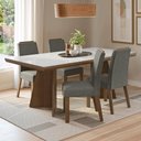 Ver imagem 1 de Conjunto Sala de Jantar Tampo de Vidro 4 Cadeiras Rustic/Branco/Silver Todi Madesa