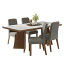 Ver imagem 2 de Conjunto Sala de Jantar Tampo de Vidro 4 Cadeiras Rustic/Branco/Silver Todi Madesa