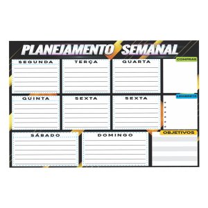 Mural Planejamento Semanal 30x45cm em Mdf com Caneta com Apagador +3 Anos Paper Toy