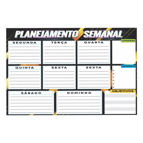 Mural Planejamento Semanal 30x45cm em Mdf com Caneta com Apagador +3 Anos Paper Toy