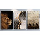 Ver imagem 1 de Kit de Trio de Quadros para casa ou escritório com moldura preta e vidro e fundo em MDF.