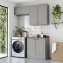 Ver imagem 1 de Lavanderia Modulada 03 Peças 100% MDF com Aéreo Basculante e Tampo Cinza/Nature Americana 