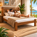 Ver imagem 5 de Cama Casal 100% Madeira Maciça Castanho para Colchão 138x188cm Suporta 220kg