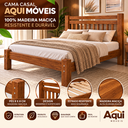 Ver imagem 2 de Cama Casal 100% Madeira Maciça Castanho para Colchão 138x188cm Suporta 220kg