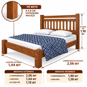 Ver imagem 3 de Cama Casal 100% Madeira Maciça Castanho para Colchão 138x188cm Suporta 220kg