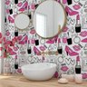 Papel de Parede Adesivo Feminino Batom Maquiagem Perfume Beleza Cozméticos - SSCA-110 - ROLO - 1,50M - 2
