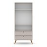 Jogo de Quarto Infantil Retrô Gold Guarda Roupa 2 Portas e Cômoda com Porta Cinza/eco Wood - Matic M - 3