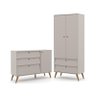 Jogo de Quarto Infantil Retrô Gold Guarda Roupa 2 Portas e Cômoda com Porta Cinza/eco Wood - Matic M - 1