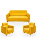 Ver imagem 1 de Sofá + 2 Poltrona para Sala de Estar Moderno Confortável Veneza Suede