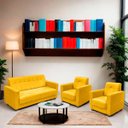 Ver imagem 2 de Sofá + 2 Poltrona para Sala de Estar Moderno Confortável Veneza Suede