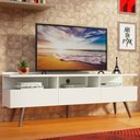 Ver imagem 6 de Rack para TV até 65" Madri com Pés de Madeira Branco Madesa